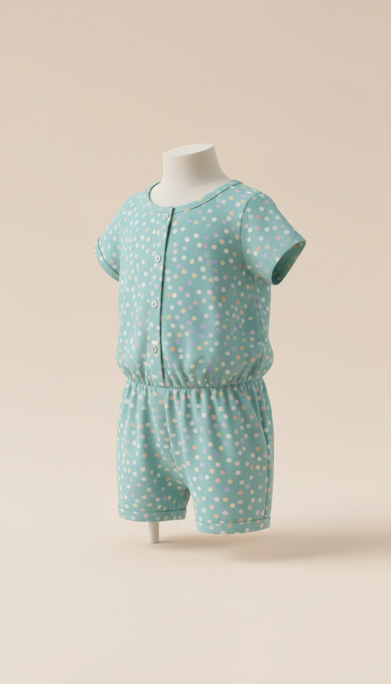 Aqua Mist Dot Pattern Kids Playsuit
