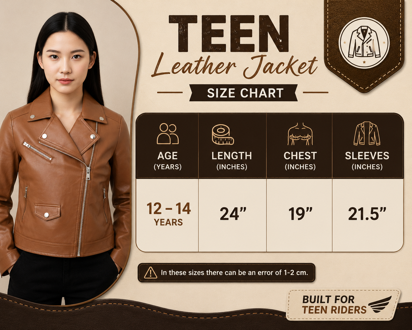 Teen Girls Biker Leather Jacket