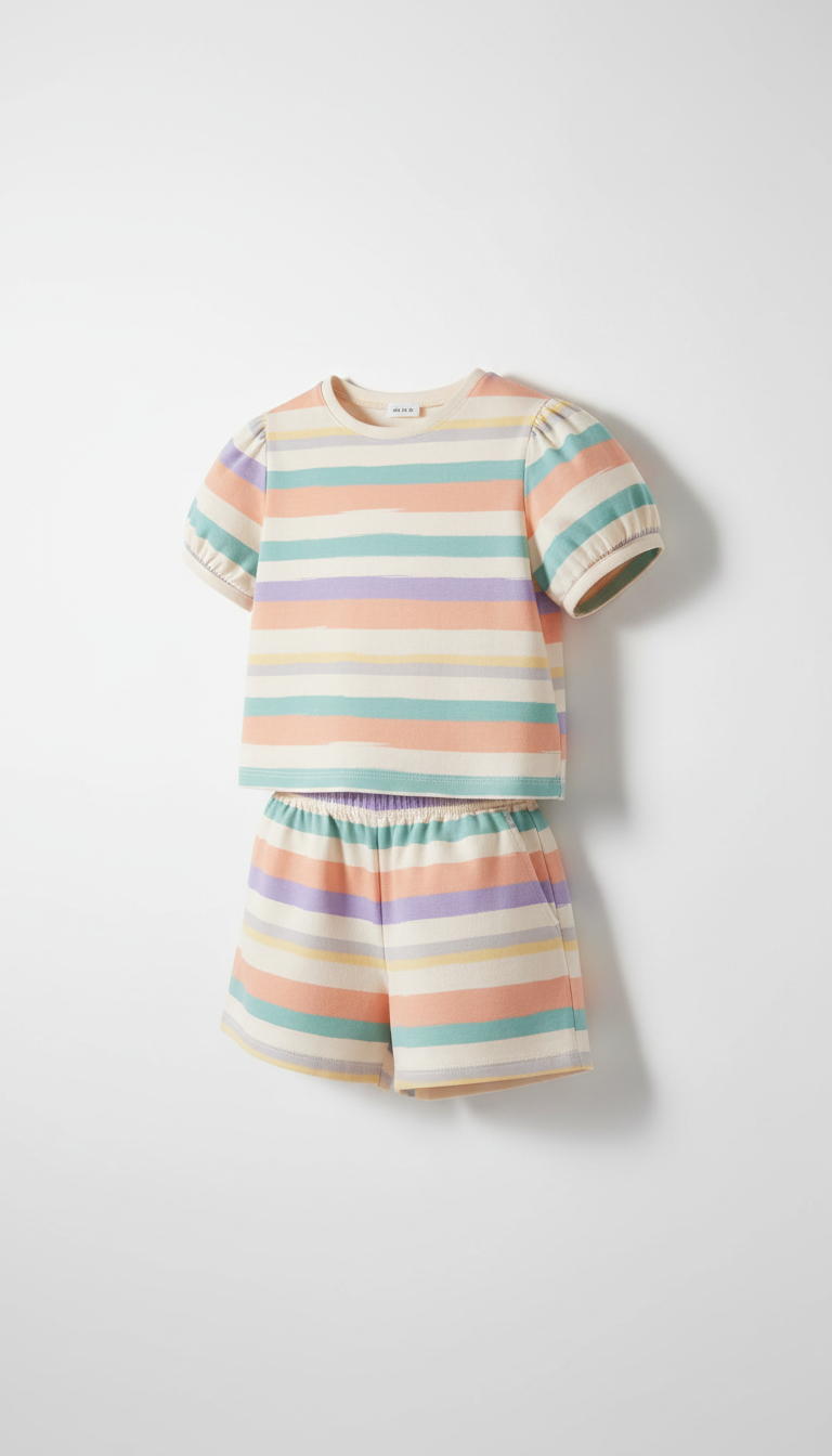 Peach Sorbet Striped Kids Coordinated Set