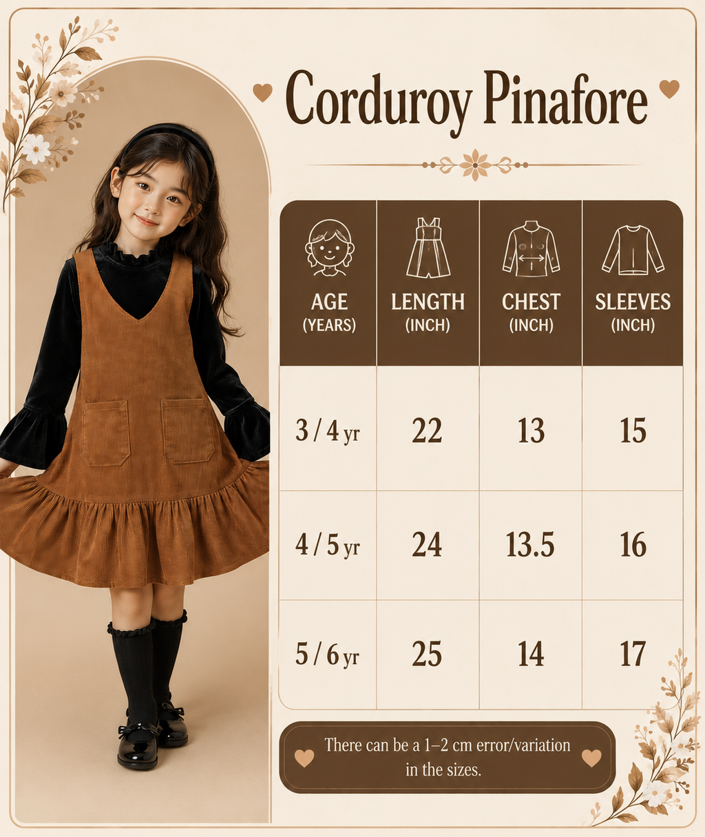 Girls Corduroy Pinafore & Velvet Top Set