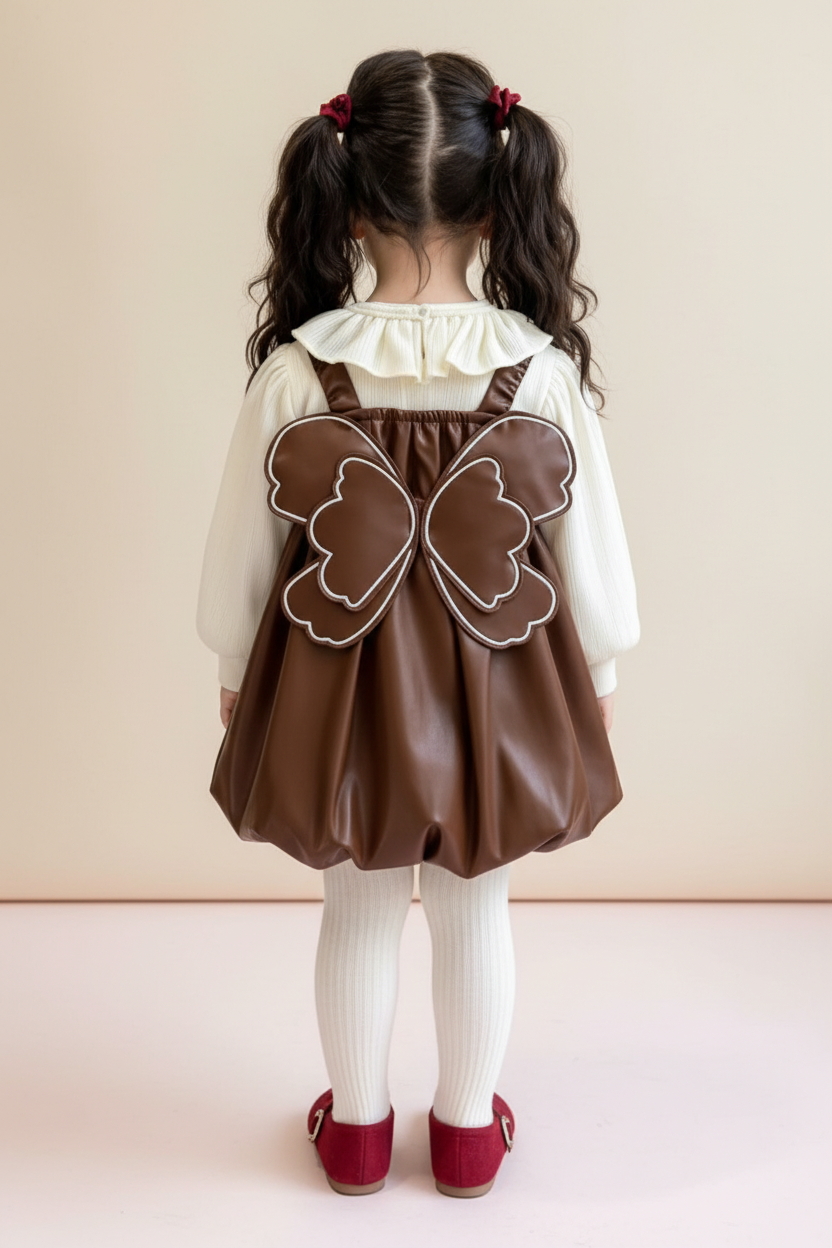 Back View - Brown Leather with Butterfly Wings