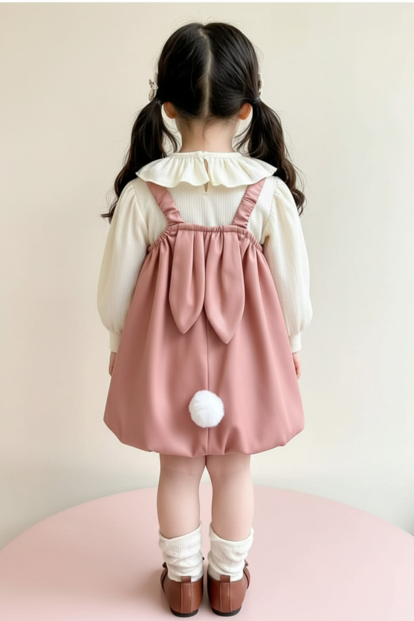 Back View - Pink Leather with Bunny Detail