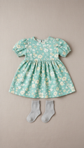 Fresh Mint Floral Dress with Dove Grey Socks