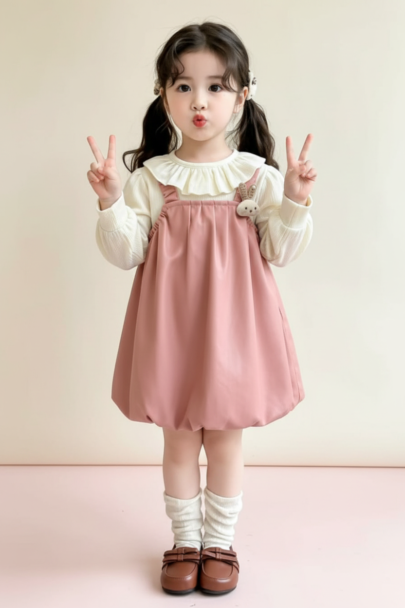 Front View - Pink Leather Bubble Dress