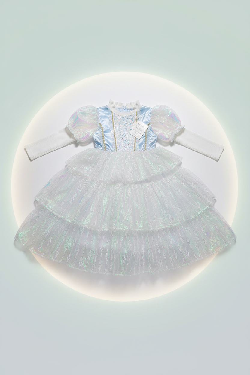 Girls Iridescent Princess Ball Gown - Flat Lay