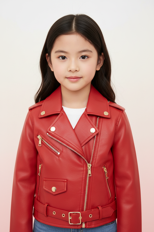 Red Biker Jacket - Front View