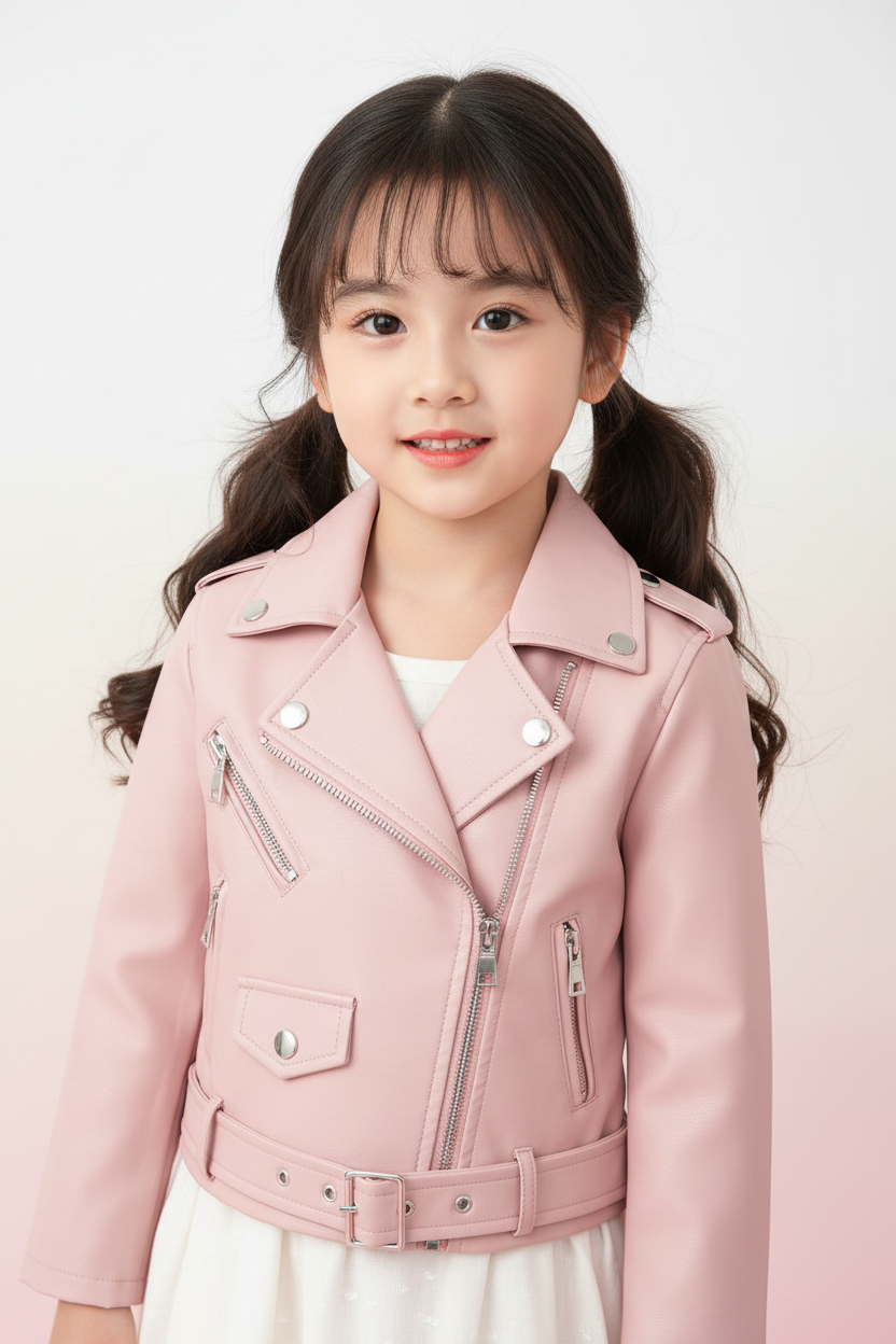 Blush Pink Biker Jacket - Front View