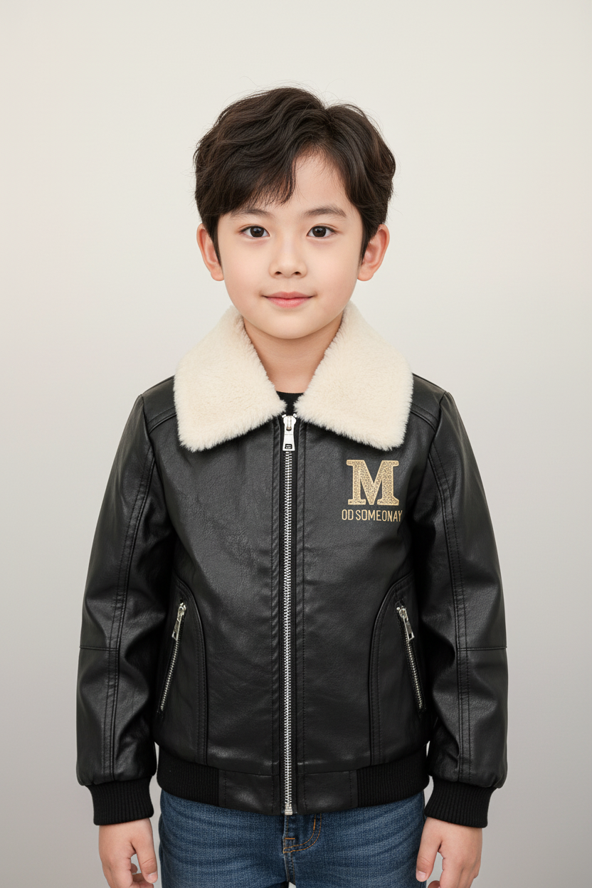 Black Bomber Jacket - Front View