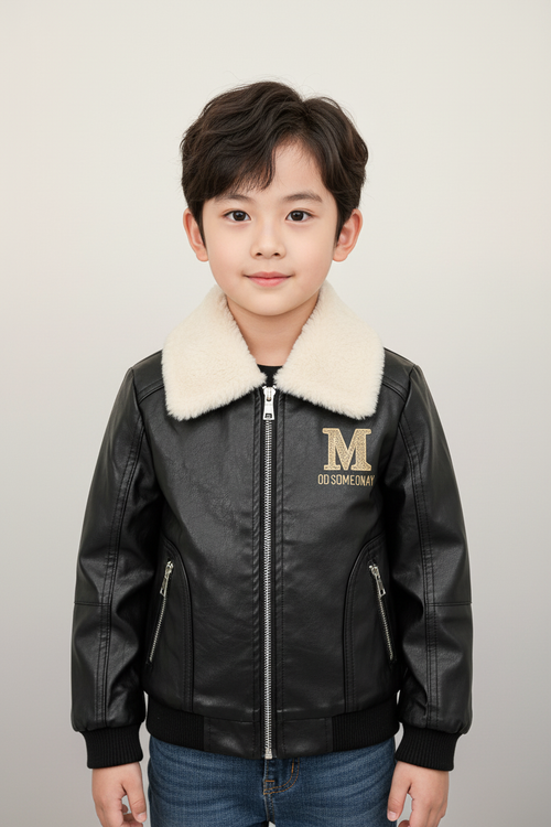 Black Bomber Jacket - Front View