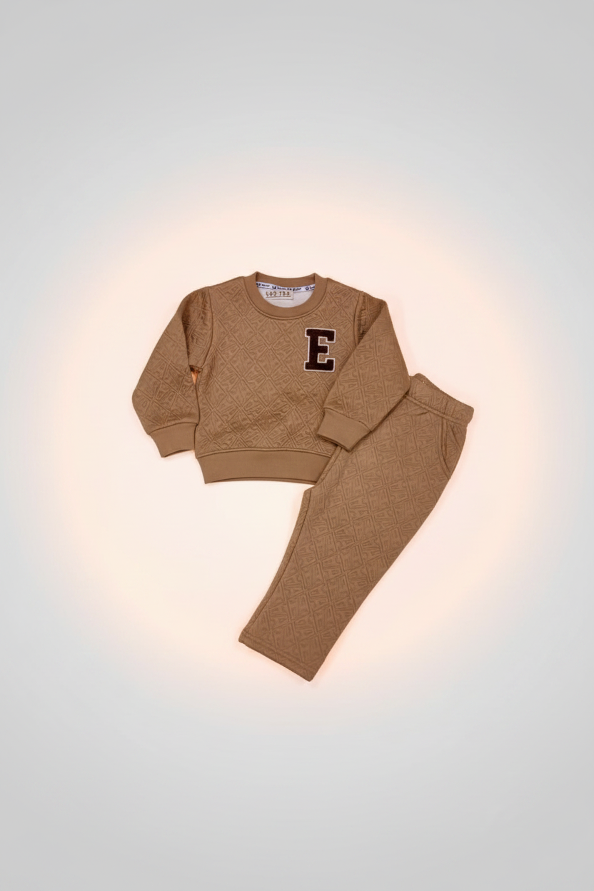 Boys E Sweatshirt & Jogger Set Brown - Flat Lay
