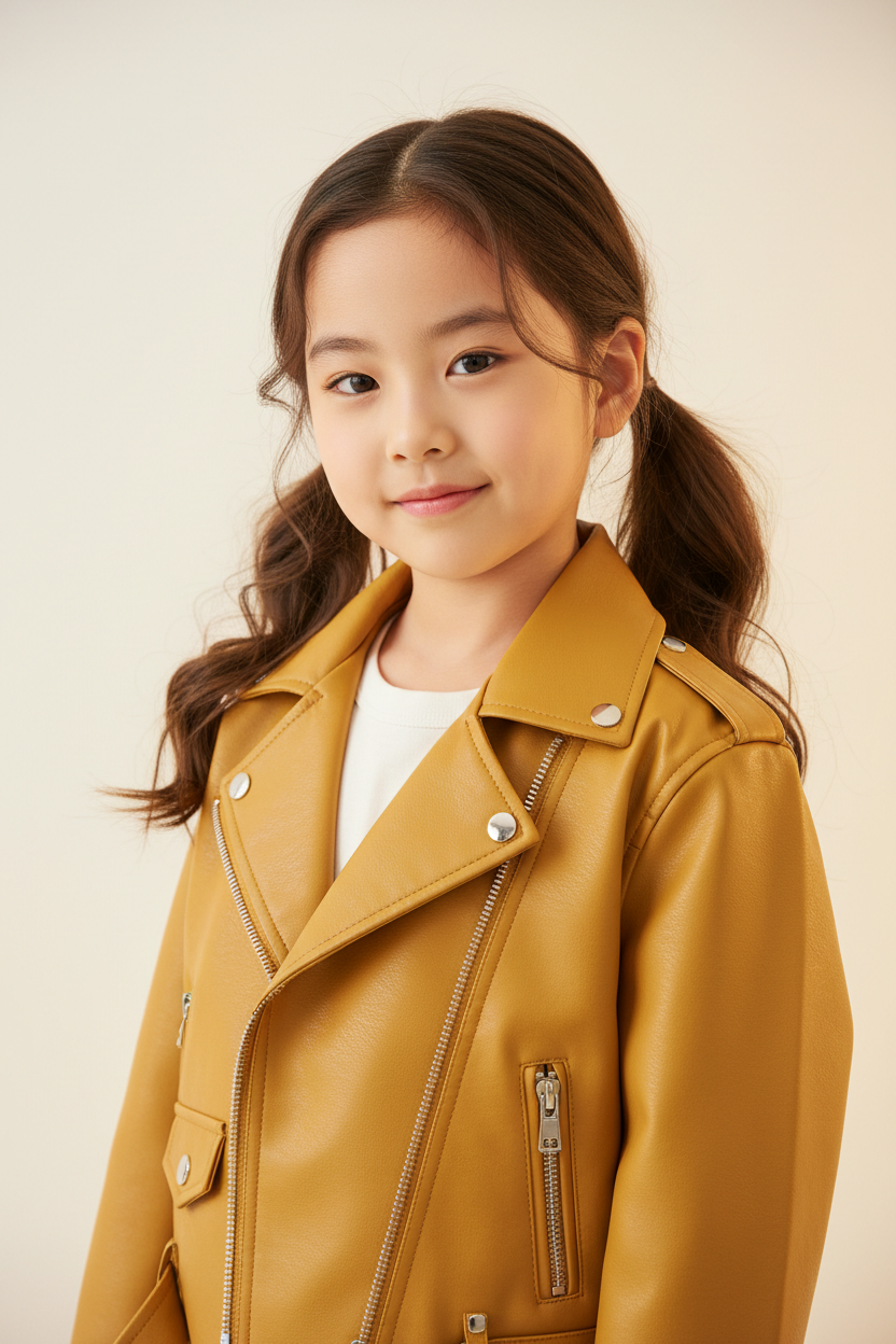 Mustard Biker Jacket - Front View