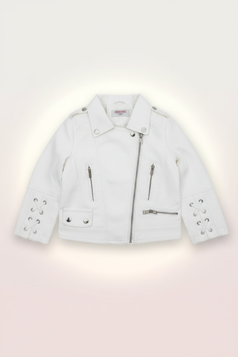 White Biker Jacket - Flat Lay
