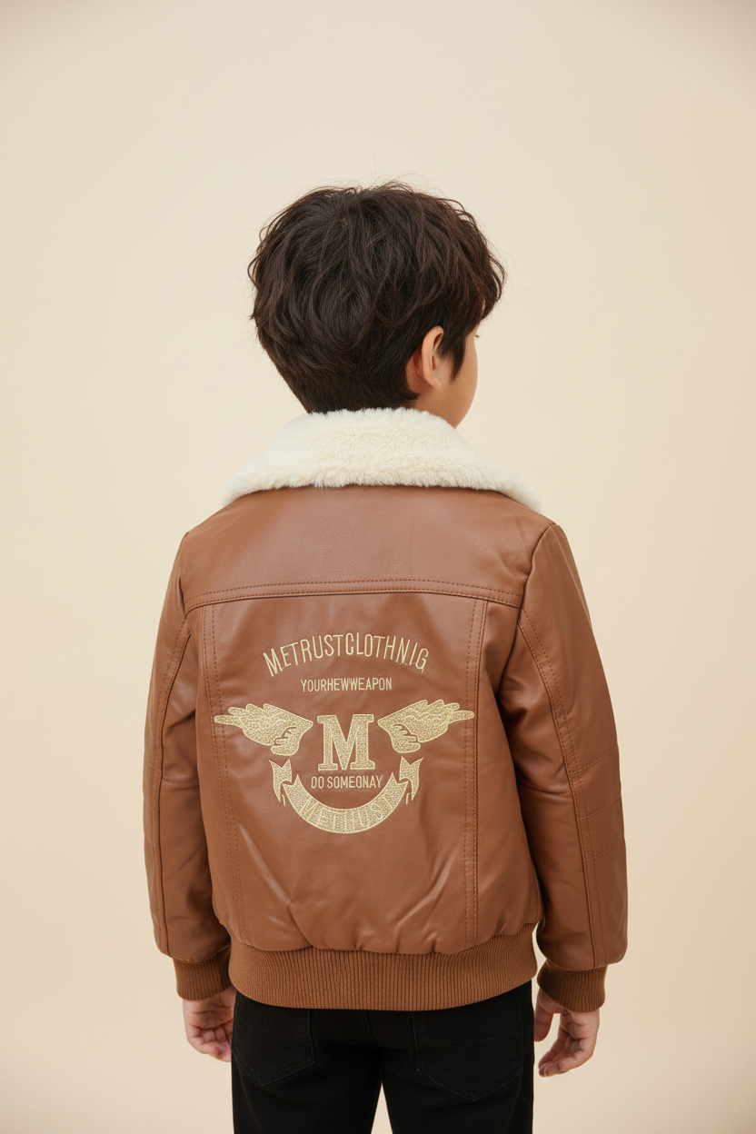Brown Bomber Jacket - Back View