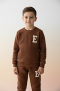 Boys E Sweatshirt & Jogger Set Brown - Front View