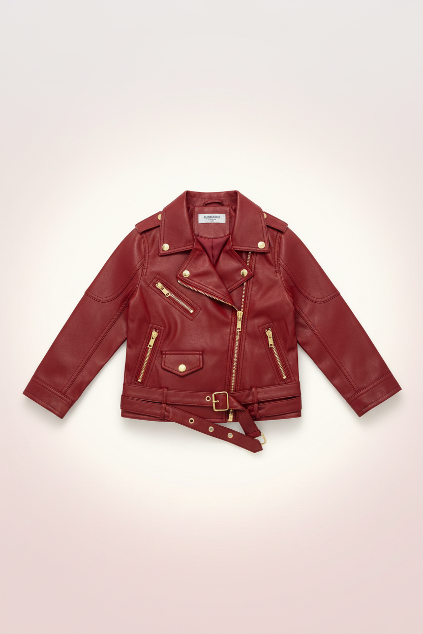 Red Biker Jacket - Flat Lay