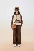 Girls Brown Knit Hoodie Set - Front View