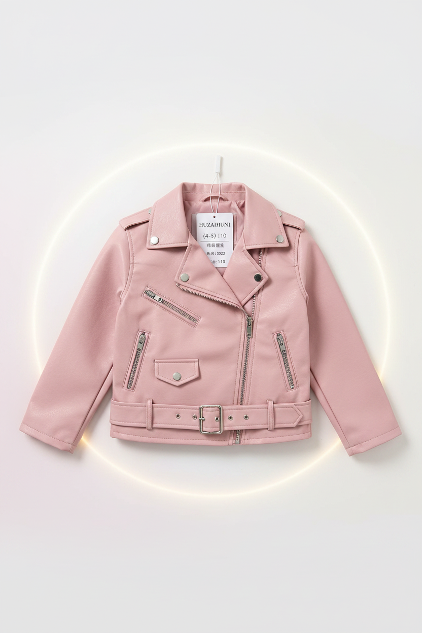 Blush Pink Biker Jacket - Flat Lay