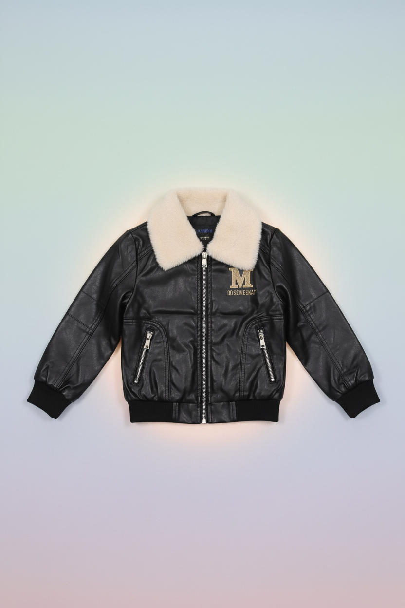 Black Bomber Jacket - Flat Lay