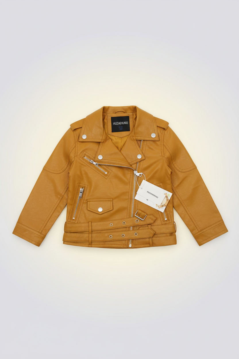 Mustard Biker Jacket - Flat Lay
