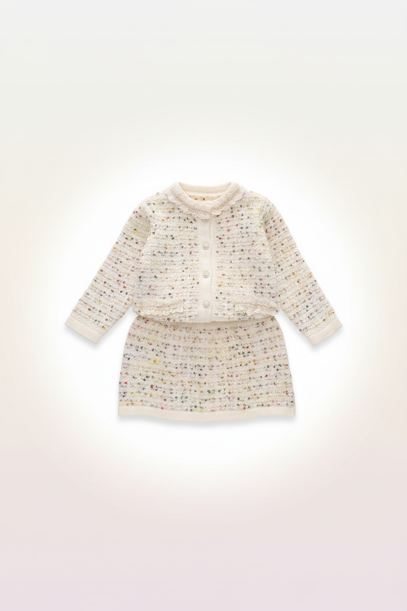 Girls Tweed Jacket & Skirt Set – Flat Lay