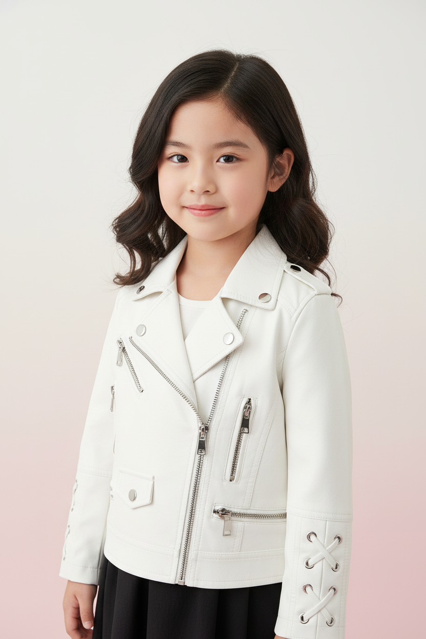 White Biker Jacket - Front View